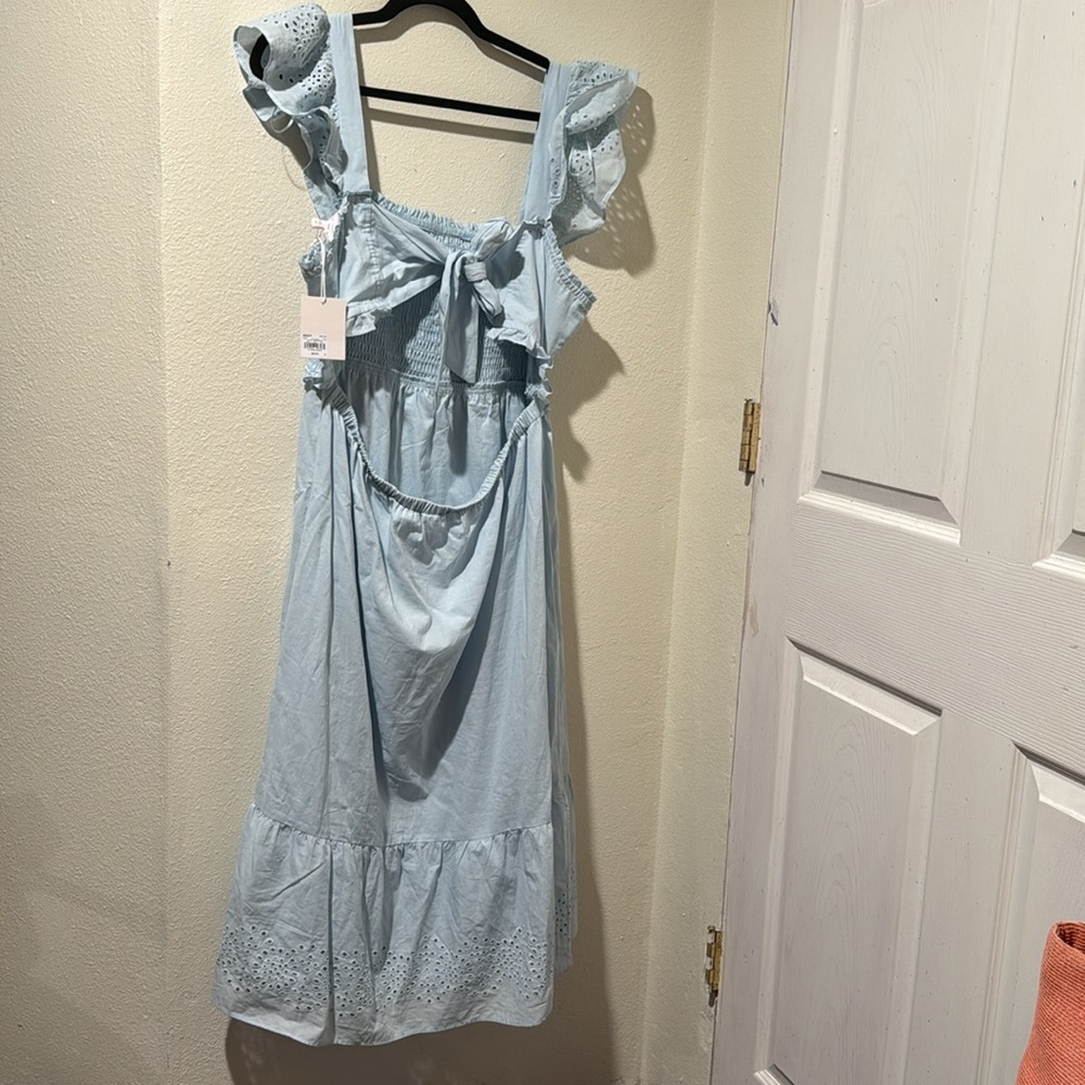 NWT Lauren Conrad Baby Blue Eyelet Summer Dress XXL - Picture 5 of 5